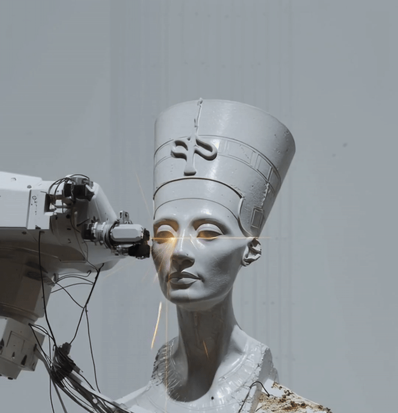 Robotic sculptor carving bust